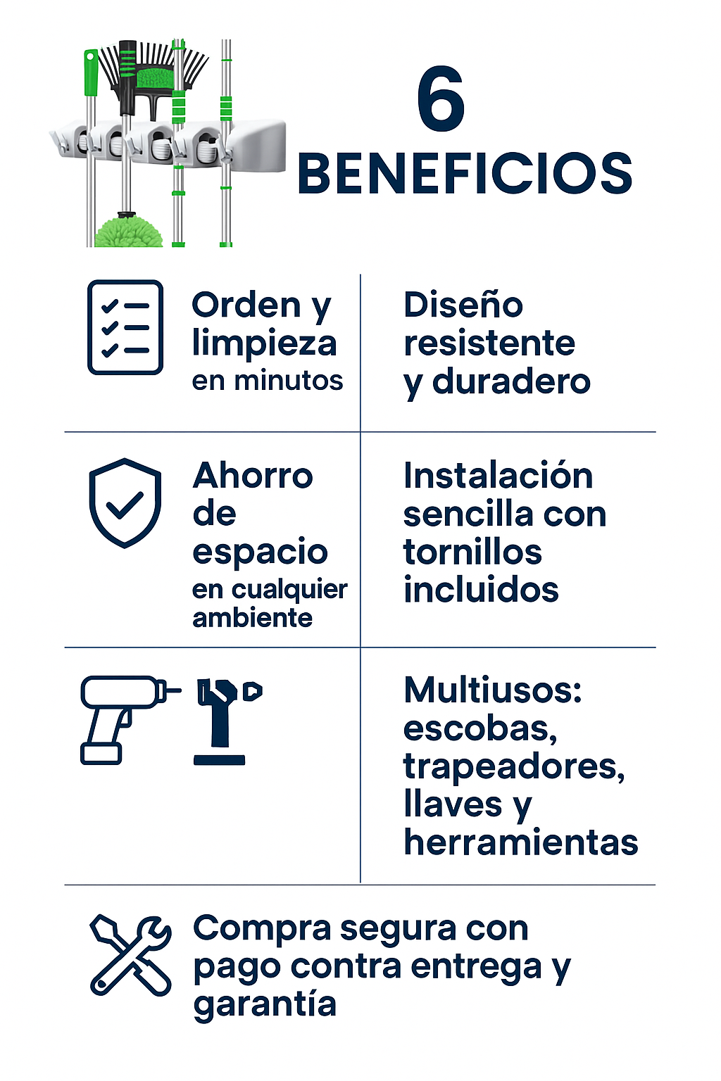 SOPORTE DE PARED PARA ESCOBAS MultiOrden RD