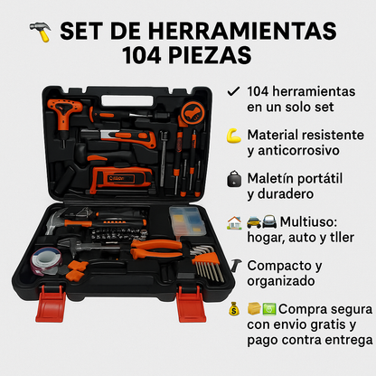SET DE HERRAMIENTAS 104PZ MaxiFix ⚡